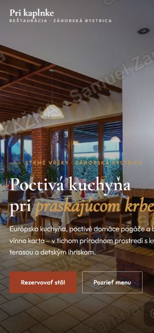 Ukážka webu reštaurácie na mobile